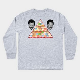 Swanson Pyramid Of Greatness Kids Long Sleeve T-Shirt